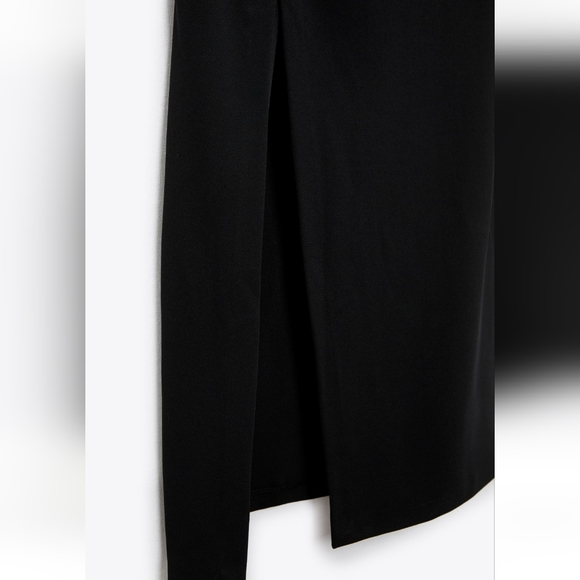 Zara Asymmetric Neck Black Dress Long Sleeve size medium M - Picture 8 of 8
